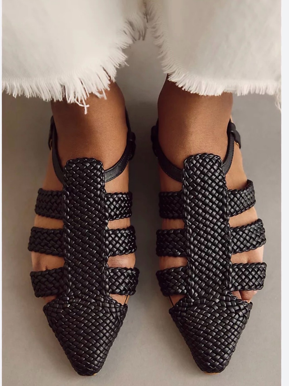 Anthropologie Angel Black Woven Sandals from